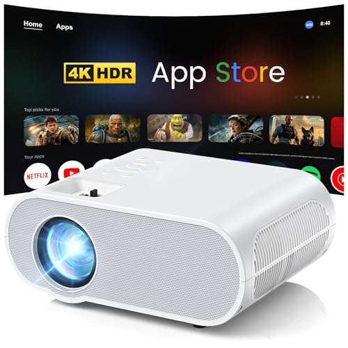 Smart Projector, HOMPOW UHD 4K Projector with WiFi and Bluetooth, Built-in Streaming System Outdoor Projector, Home Cinema Projector for iOS/Android 1