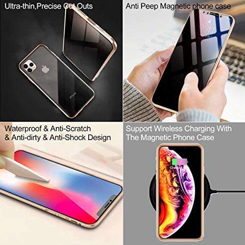 Privacy Magnetic Case for iPhone XR, Anti Peep Magnetic Adsorption Privacy Screen Protector Double Sided Tempered Glass Metal Bumper Frame Anti-Peeping Phone Case Anti-Spy Cover for iPhone XR 4