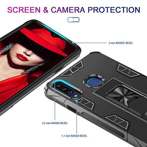 LeYi for Samsung A20S Case (Not for A20), Samsung Galaxy A20S Case with 2 Tempered Glass Screen Protector, Military-Grade Shockproof Built-in Kickstand Car Mount Phone Case for Galaxy A20S, Black 4