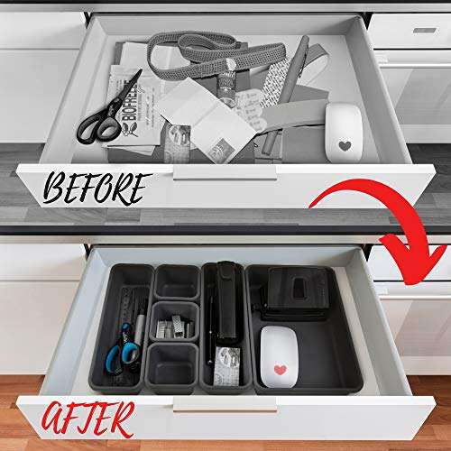 Junk Desk Drawer Organizer Trays - Set of 8 Modular Interlocking Drawer Dividers for Organizing and Storage 2