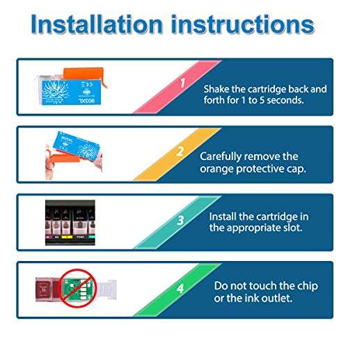 LOGASMART Compatible Ink Cartridge Replacement for HP 902 902XL Ink Cartridge for HP Printer Combo Pack to Use with OfficeJet Pro 6978 6975 6958 6950 6962 Printers (1 Black|1 Yellow|1 Magenta|1 Cyan) 3