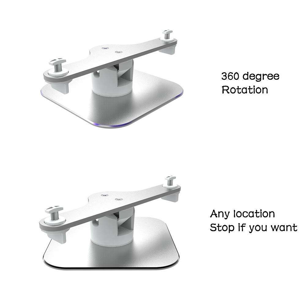 Echo Show Stand Aluminum Swivel Stand for Amazon New Echo Show 2nd Gen Speaker Accessories Horizontal 360 Rotation Longitudinal Angle Change Base White(Rotation Shaft)+Silver MC207-02 5