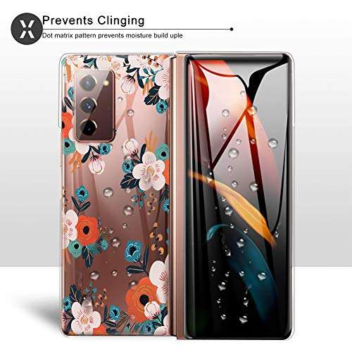 LSL Case for Samsung Galaxy Z Fold 2 5G Case Clear Print Flowers Cute Design Hard PC Shockproof Protection Full Body Protection Cover for Galaxy Z Fold 2 7.6 Inch 5