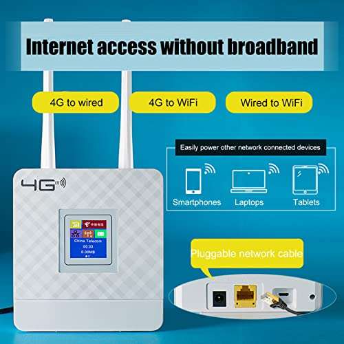 4G LTE Router with SIM Card Slot, 150Mbps WiFi Hotspot Routers with Smart Color Screen Wireless Internet Router for Towns, Hospitals, Factories, Multiple SIM Bands(US) 2
