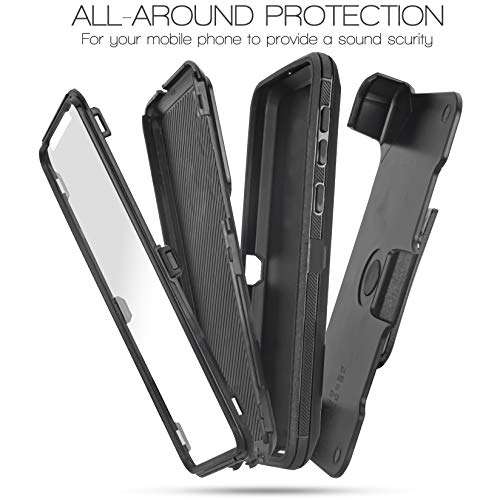 Customerfirst for LG V60 ThinQ, [Built-in Screen Protector] Holster Belt Clip Kickstand Heavy Duty Full Body Armor Shockproof Protective Case for LG V60 5G (Black) 6