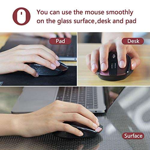 LeadsaiL Wireless Mouse for Laptop, 2.4G Portable Slim Cordless Computer Mouse with 6 Buttons, USB Mouse for Windows 10/8/7/Mac/MacBook Pro/Air/HP/Dell/Lenovo/Acer 5