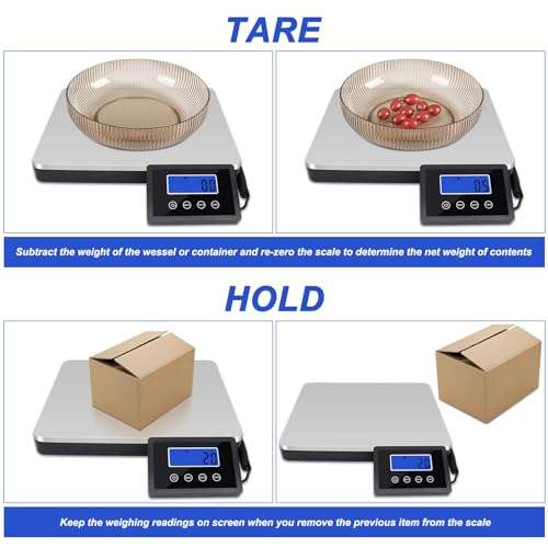 AURGOD Shipping Scale, 400lbs/180kg Heavy Duty Digital Postal Scale, Portable Stainless Steel LCD Display Platform Scale for Shipping W/ 12" X 10" Platform 4
