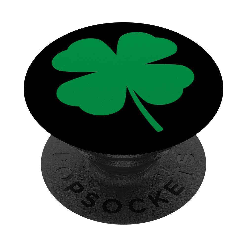 SHAMROCK FOUR LEAF CLOVER LUCKY GREEN AND BLACK PHONE GRIP PopSockets PopGrip: Swappable Grip for Phones & Tablets 1