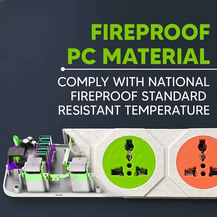10A 3 -Way Extension Board Socket with 3 USB Socket 3 Socket Extension Boards (Multicolour) 4