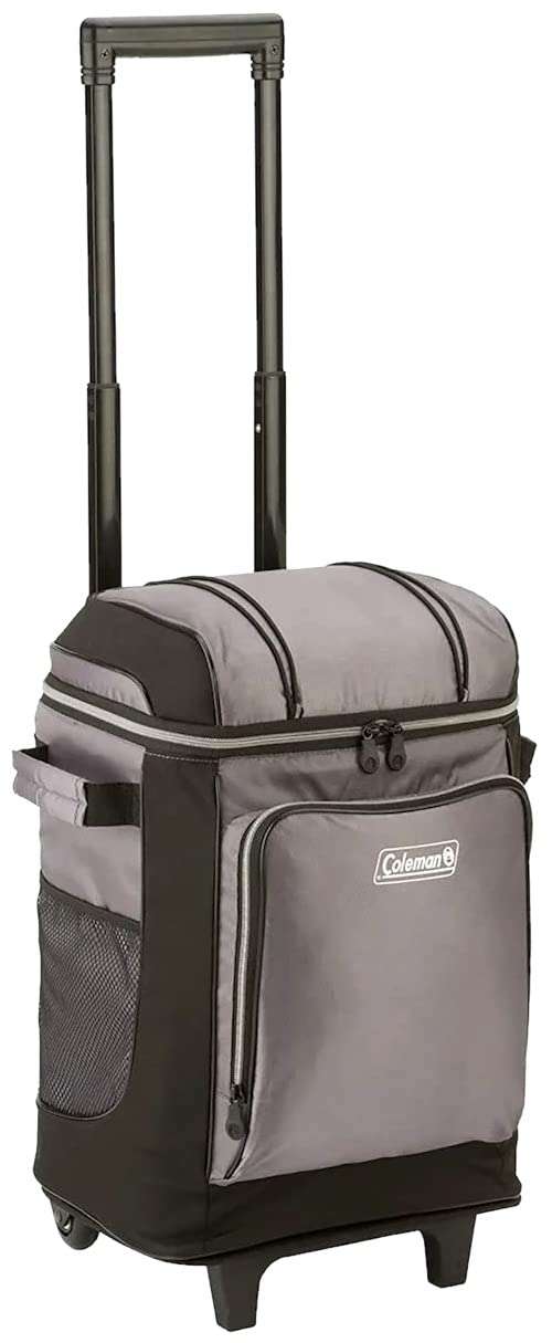 Coleman Chiller Series Insulated Portable Wheeled Soft Cooler, Leak-Proof 42 Can Capacity Cooler with Heavy Duty Wheels and Handle and Ice Retention