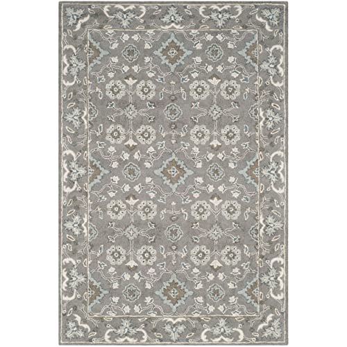 SAFAVIEH Blossom Collection Accent Rug - 2'3" x 4', Grey, Handmade Wool, Ideal for High Traffic Areas in Entryway, Living Room, Bedroom (BLM218A)