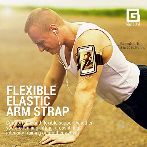 Title: Gear Beast TapTouch Rugged Case Compatible Sports Armband for Xs/X / 8/7/ 6s | Galaxy S10e / S9 / S8 w/Protective Cell Phone Case, Reflective Band, Waterproof Running Armband 6