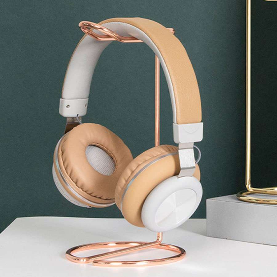 ARFUKA Headphone Stand Headset Holder Headset Stand Stainless Steel Earphone Hanger Gaming Headphone Holder for Headphone Earphone Desk Home Office Headset Rosegold 2