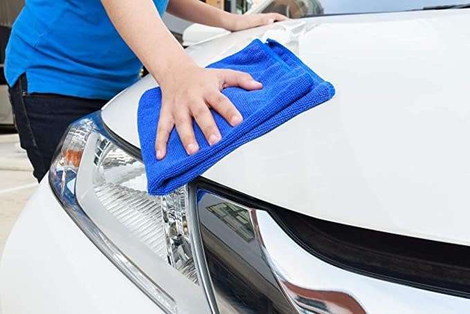 Kozdiko Car Microfiber Cleaning Cloths 40x40cms 300 GSM (Pack of 10) Multi-Colour Highly Absorbent Lint and Streak Free Wash Cloth Compatible with Ford Figo New (2015-Present) 3