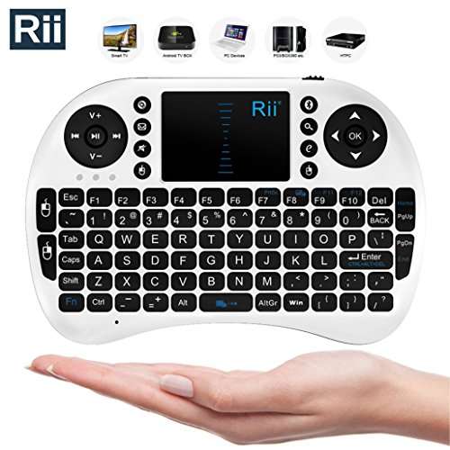 Rii i8 Mini Bluetooth Keyboard with Touchpad＆QWERTY Keyboard, Portable Wireless Keyboard with Remote Control for Smartphones/Laptop/PC/Tablets/Windows/Mac/TV/Xbox/PS3/Raspberry Pi .Silver White 3