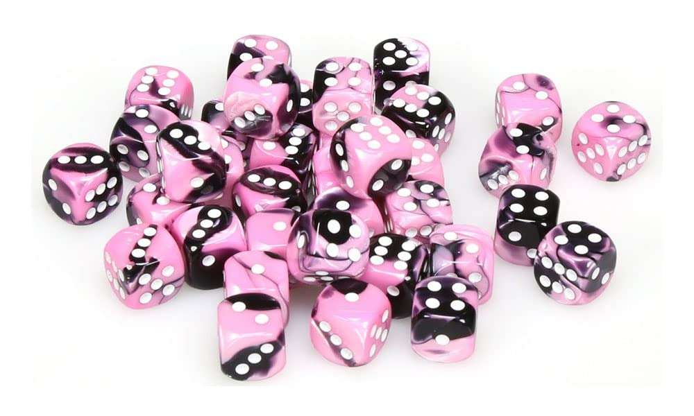 Chessex Dice d6: Gemini Black & Pink with White - 12mm Six Sided Die (36) 1