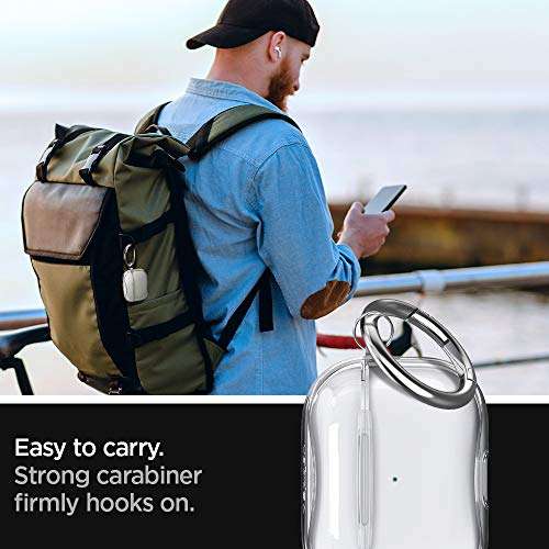 Spigen Ultra Hybrid Designed for Airpods Pro Case (2019) Anti-Yellowing Clear Cover with Carabiner - Crystal Clear 4