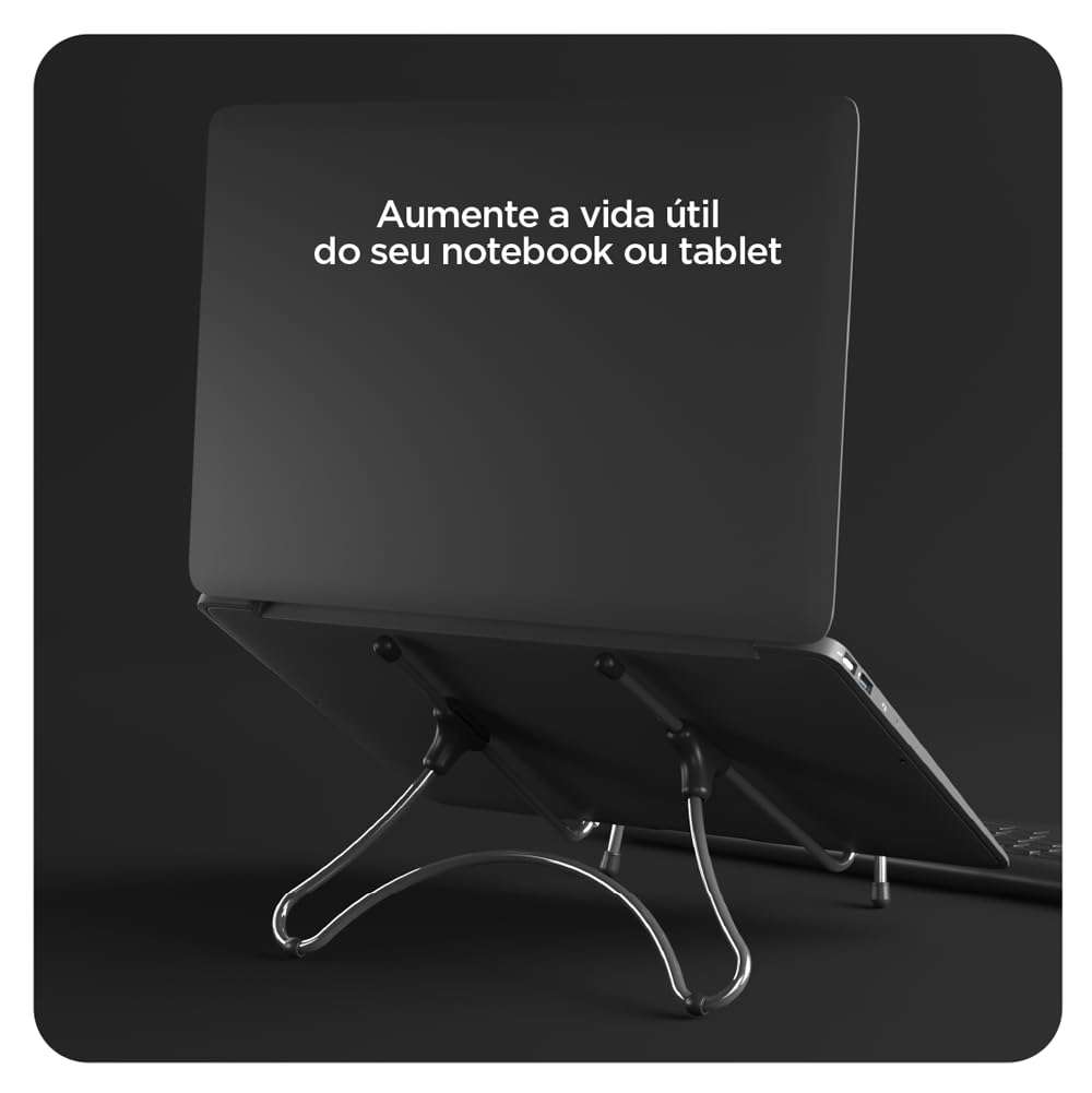 Octoo Universal Folding Laptop Stand Compatible w/Apple MacBook Pro & Air - Lightweight Adjustable Notebook Riser for Long-Lasting Ergonomic Comfort, Chrome 2