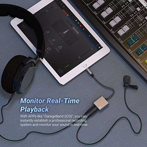 Cubilux Lightning to 3.5mm TRS Microphone Adapter with Headphone Jack Compatible with iPhone 14 Pro Max 14 Plus/13/12/11/SE 2/Xr/Xs Max/8/7, 1/8” Audio & MIC Splitter for Old iPad (Lightning Version) 5