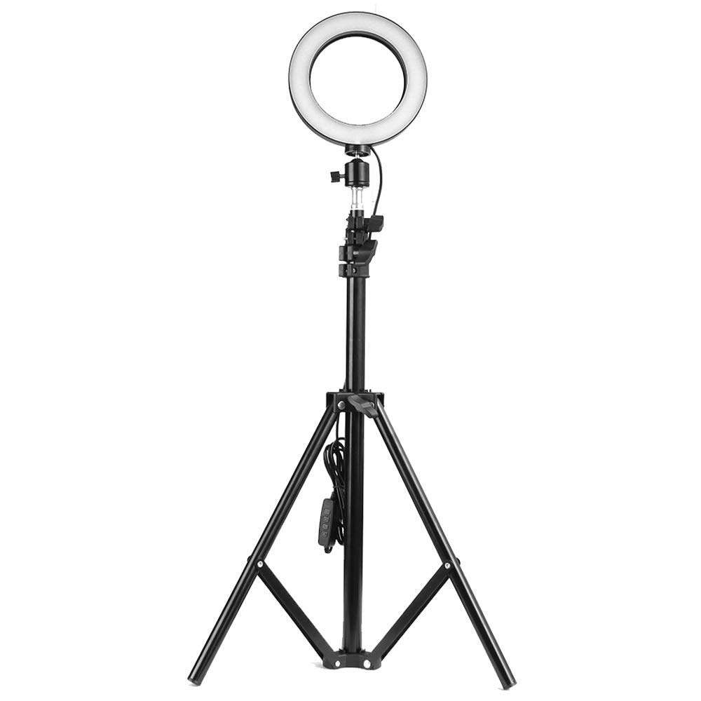 6inch Ring Light with Stand, Dimmable 3-Colors Standing Floor Light for Vlogging YouTube Video Selfie Makeup, USB Powered, 160cm Stand 1