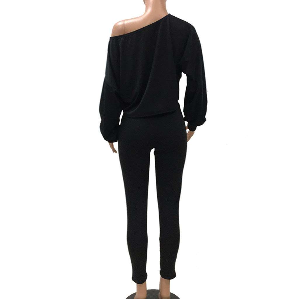 Womens Off Shoulder Sweatshirt Long Lantern Sleeve Crop Tops High Waist Bodycon Pants Set 2 Piece Outfit Blue 5