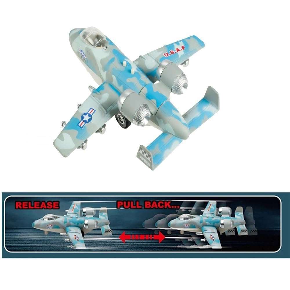 DEOXY Airplane Toys for Kids Diecast Airbus Aeroplan Aircraft Scale Model Light Sound Pullback (blue) 6