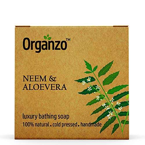 Organzo Organic Natural Hand Made Luxury Bathing Soap with Neem & Aloe Vera, Kokum Butter & Frankincense Chemical Free, Cold pressed Paraben Free SLS Free 100gm (Pack of 2) 5