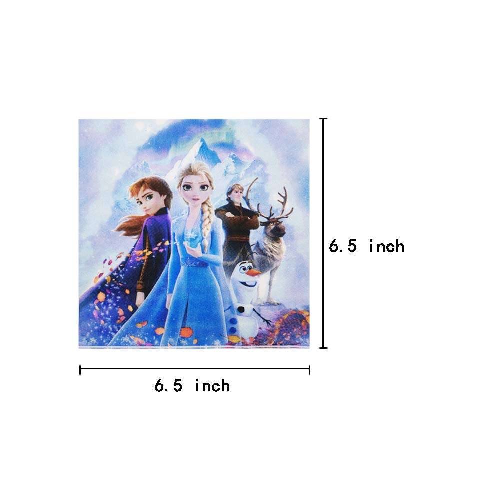 80 Packs Frozen Princess Party Napkins, Frozen Princess Dessert Tableware Disposable Paper Napkins for Baby Shower Kids Birthday Party Decorations Supplies 2