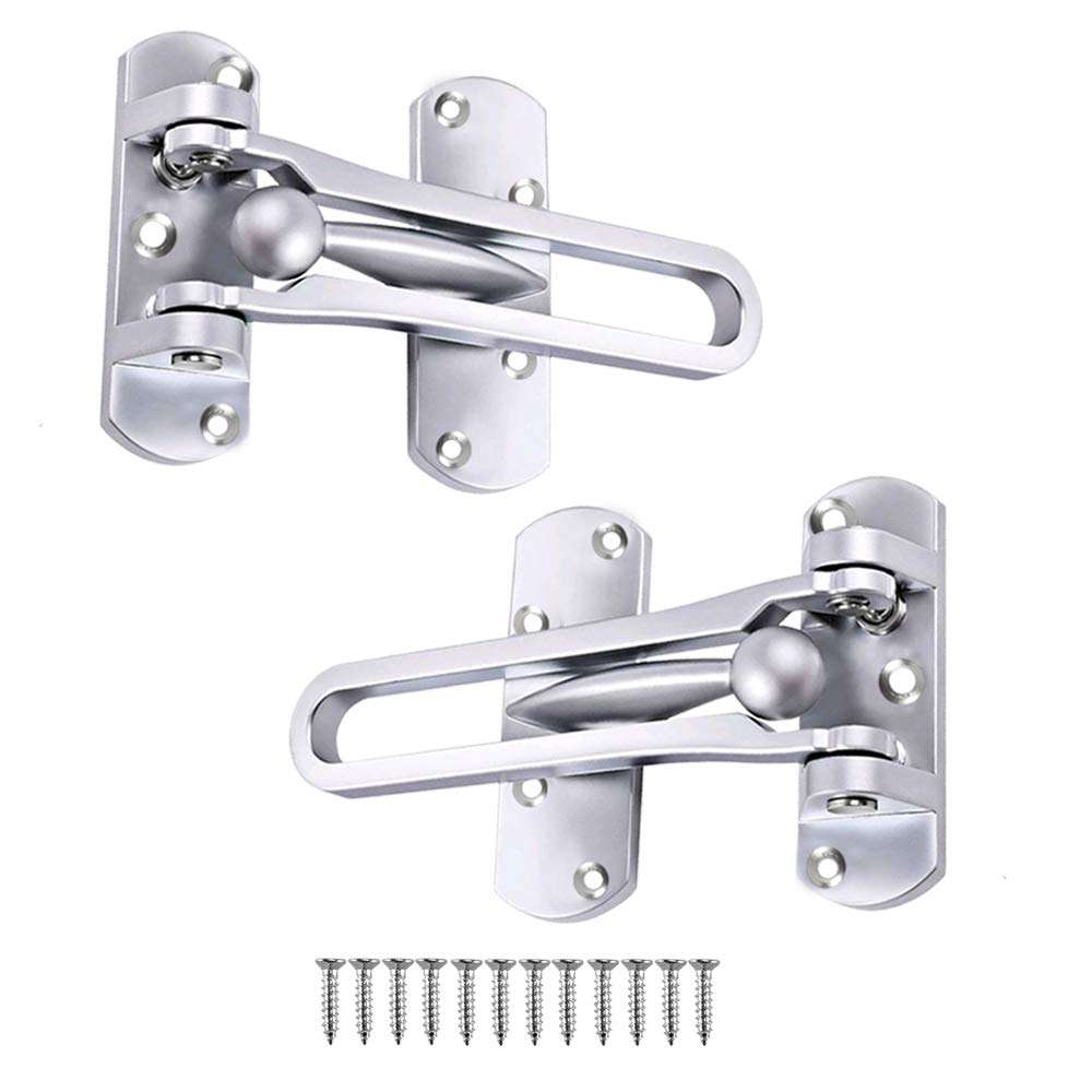 NACTECH 2 Pack Door Security Guard Swing Bar Lock Heavy Duty Aluminium Alloy Latch Guard Clasp for Home Hotel Office 1