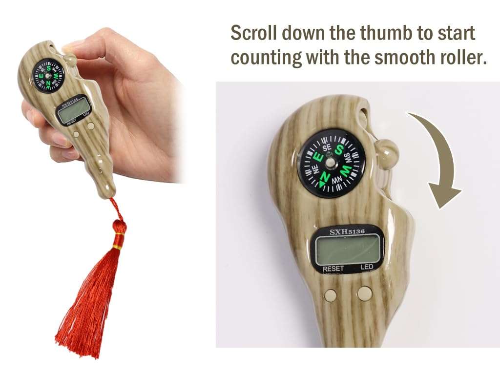 Abiyou 3PCS Digital Beads Counter, Buddha Beads Counter, Prayer Beads Counter, Digital Finger Counter, Digital-Tasbih Counter with Compass and Light, for Meditation, Relaxation, Muslim Prayer 4