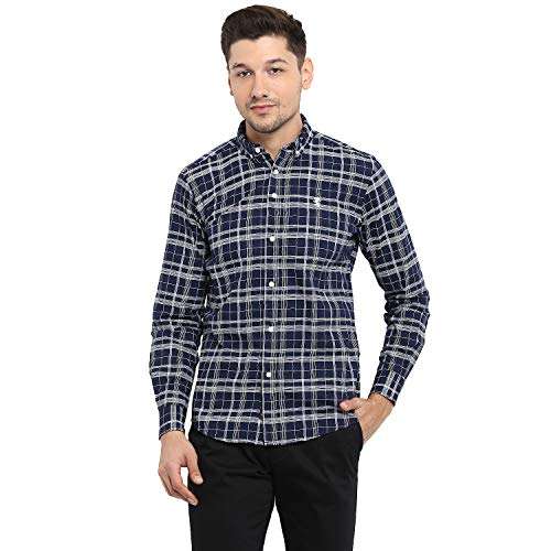 Red Tape Men's Printed Regular fit Casual Shirt (RSF9034A_Check Navy_M 1