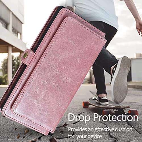 Harsel Samsung S20 Ultra Flip Case for Men/Women,Detachable Magnetic Phone Case Folio Cover with Purse Stand Card Holder Money Pouch Strap Pu Leather Cover Wallet Case for Galaxy S20 Ultra,Pink 6