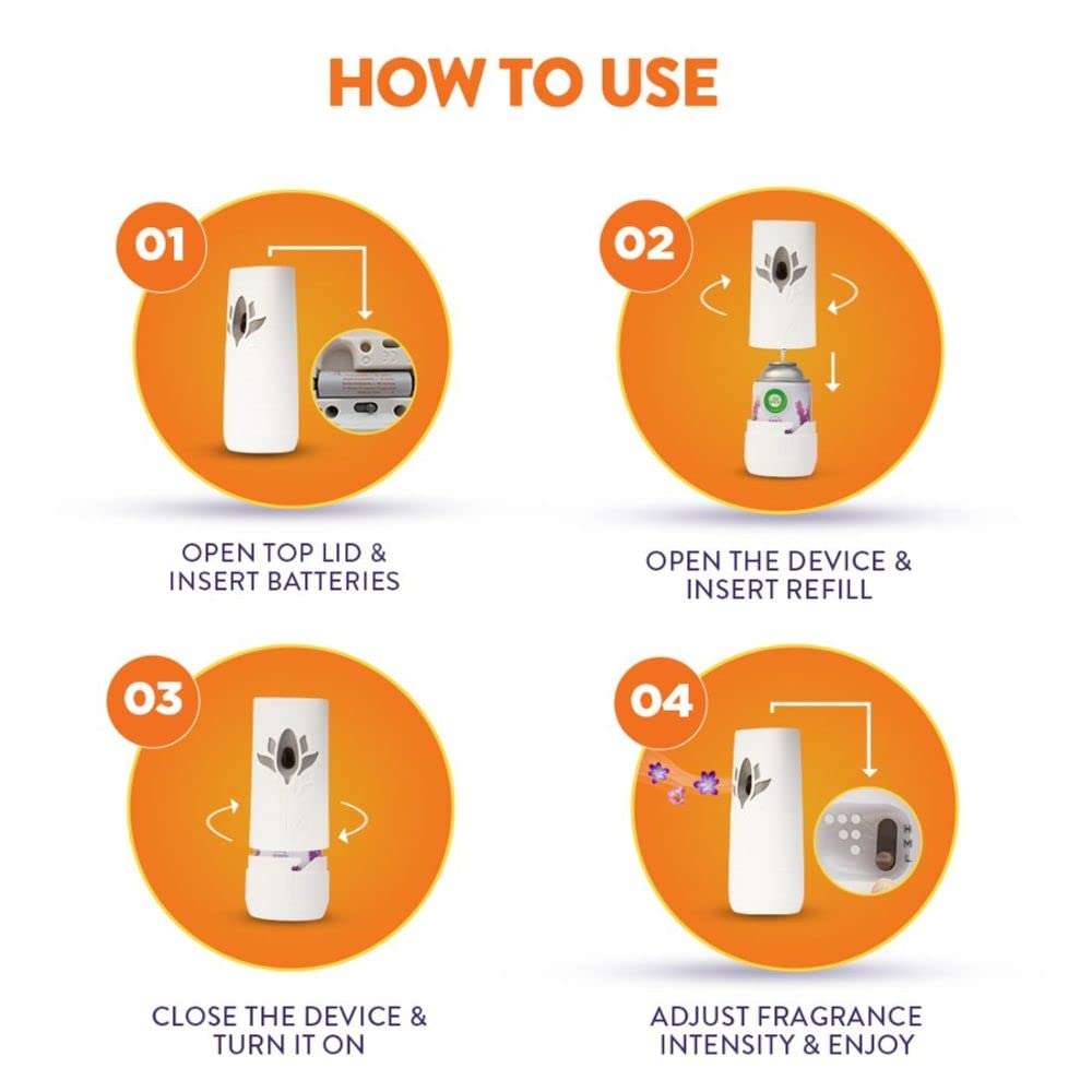 Air Wick 250 ml - Lemon & Orange Blossom, Refill + Automatic Spray| Freshmatic Air Freshener Kit | 2600 Sprays Guaranteed | Automatic Room Freshener, Bathroom Freshener and Room Spray 3