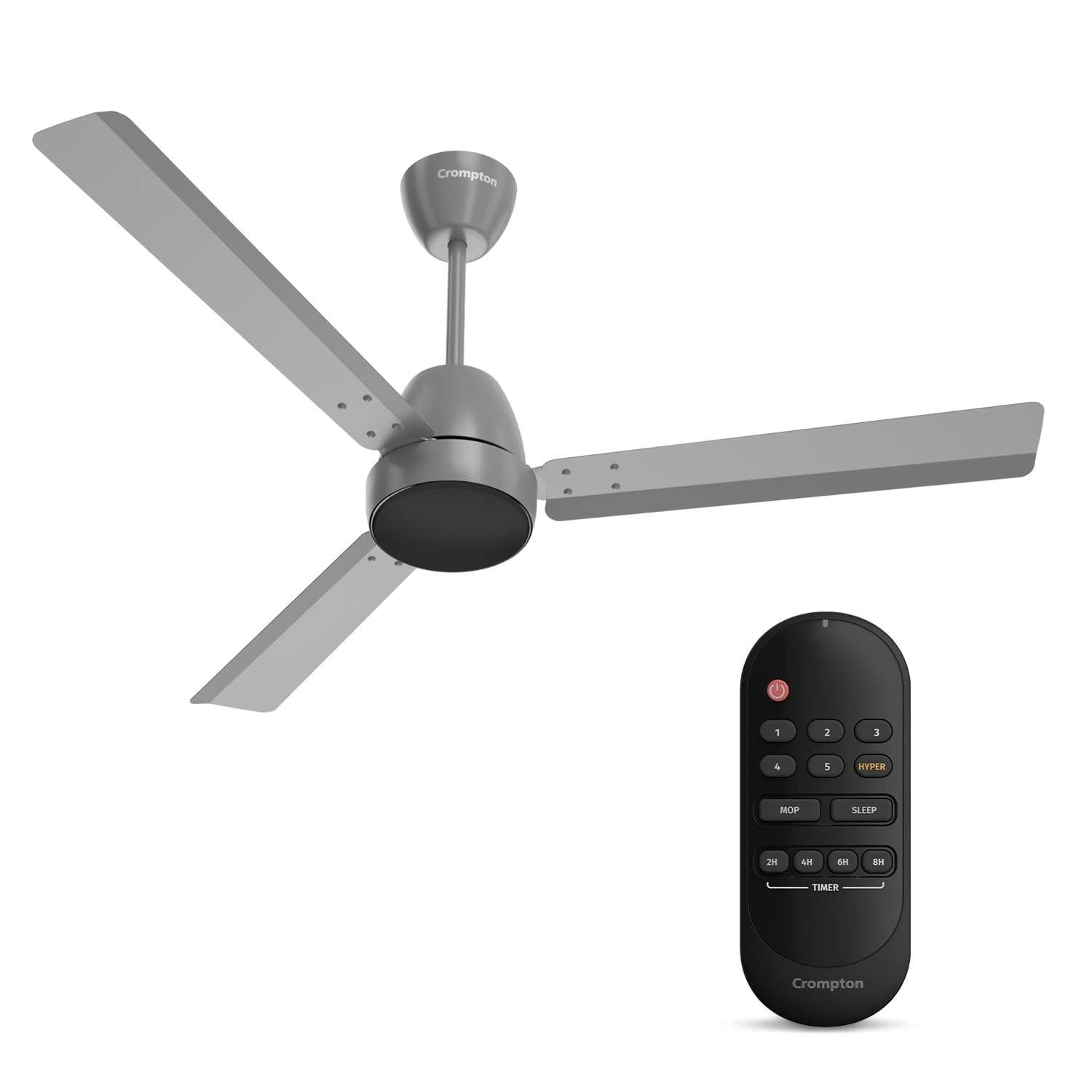 Crompton Energion Nucleoid 1200mm BLDC Ceiling Fan | Remote Control | BEE 5 Star Energy Rated | High Air Delivery | 4 Years Manufacturer Warranty | Metallic Grey 1