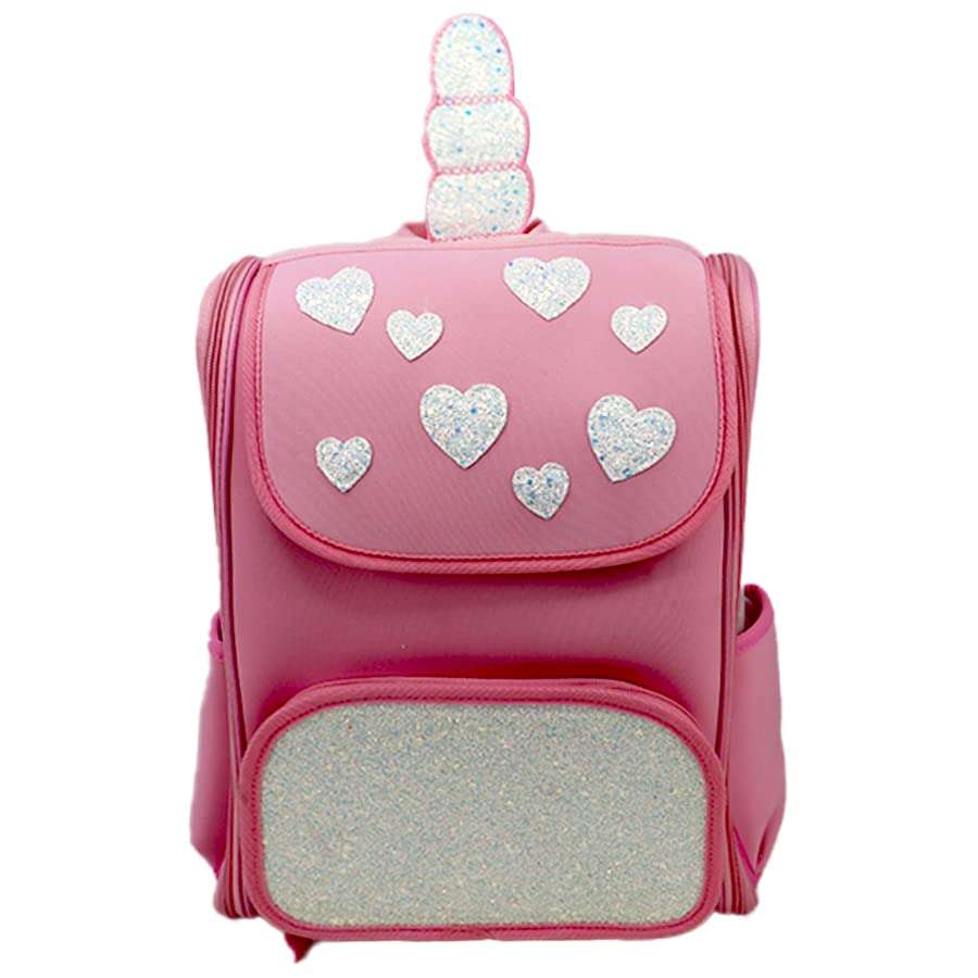 Heart to Heart Bag | Attached EVA Case | With Eye-Catchy Unicorn Pony | Heavenly Shimmery Design | Fits 16” Laptop | 14 L 1