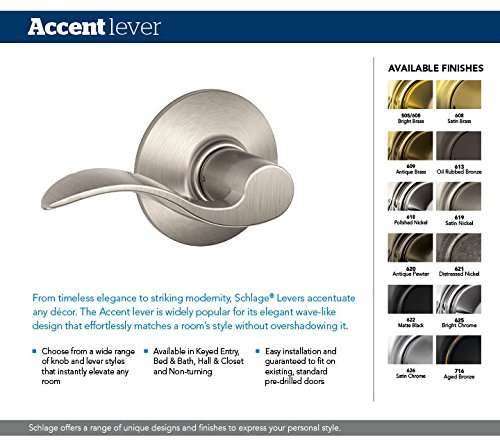 SCHLAGE Accent Lever with Camelot Trim Non-Turning Lock in Oil Rubbed Bronze - Left Handed - F170 ACC 613 CAM LH 2