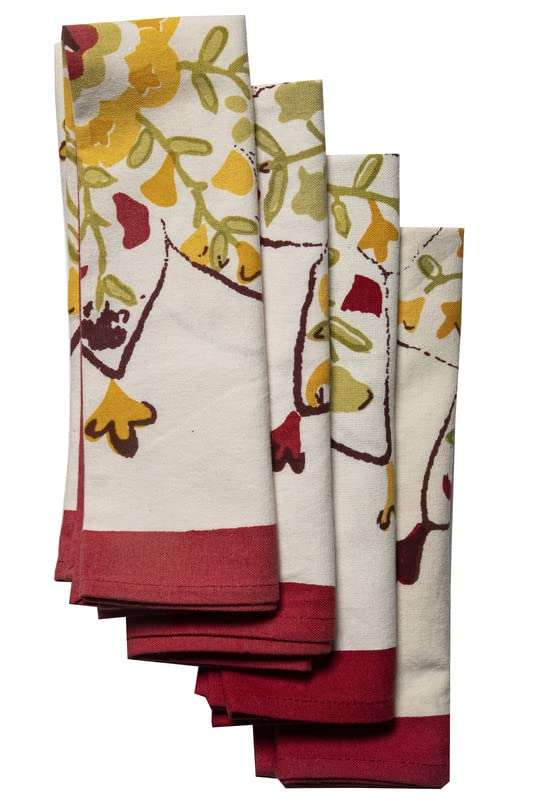 CONTRAST LIVING Baxzi Hand Block Printed Kitchen Towel/Dish Towel/Hand Towel Multi Color Set of 4 Pcs 5