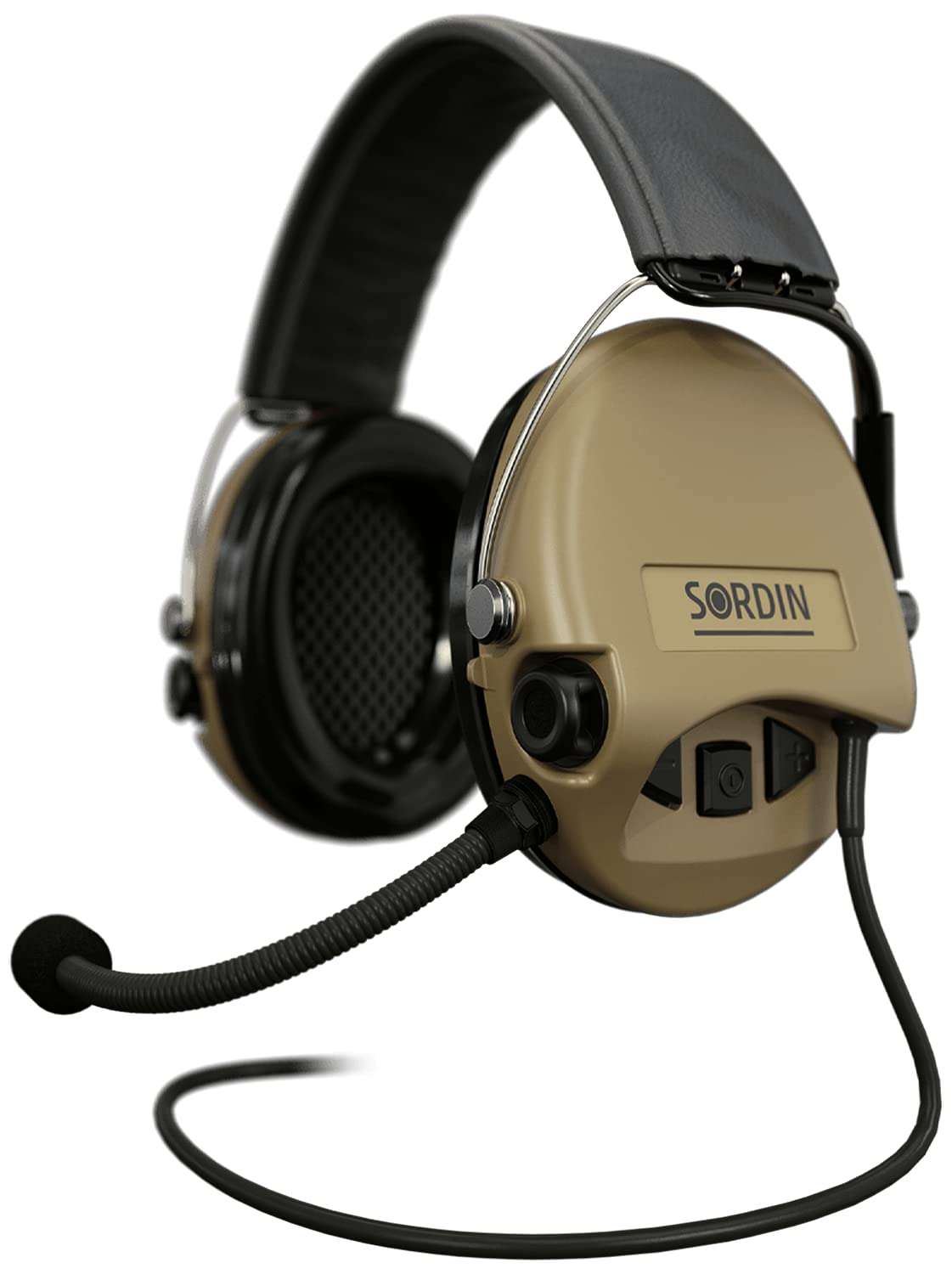 Sordin Supreme MIL CC Active Ear Defenders - Leather Band & Foam Kits - Nexus Radio Downlead - Beige Ear Muffs 1