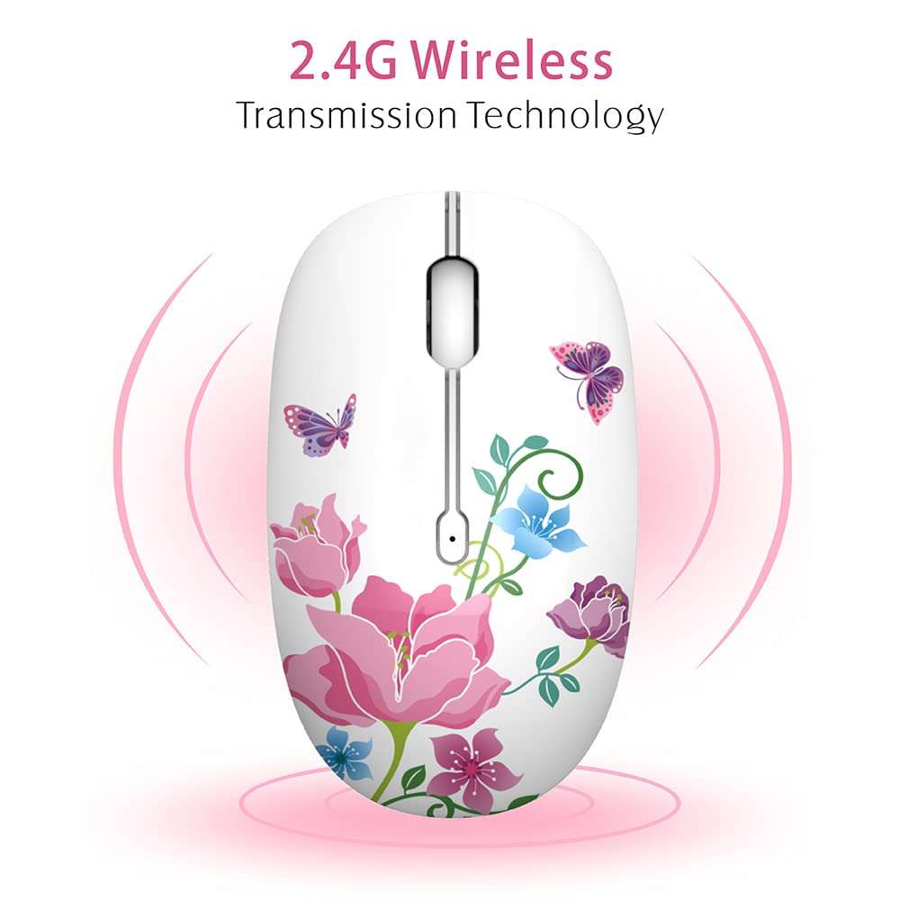 TENMOS M101 Wireless Mouse Cute Silent Computer Mice with USB Receiver, 2.4G Optical Wireless Travel Mouse 1600 DPI for Laptop, Notebook, PC, Computer (Bear) 3