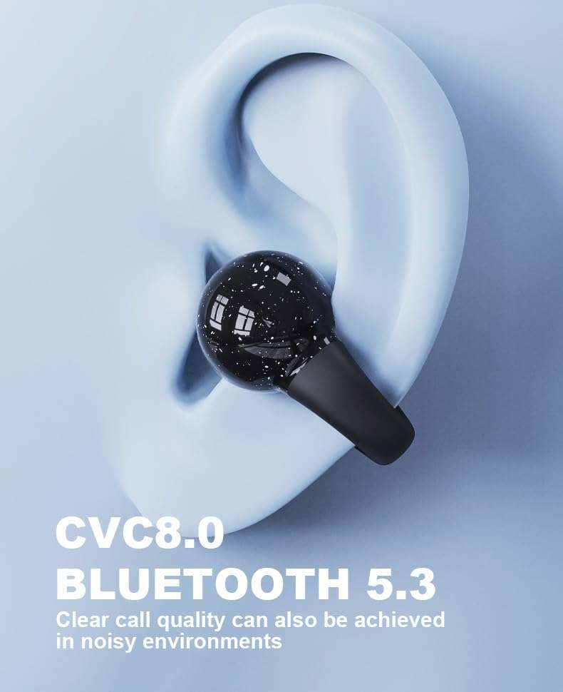 Ear-Clip Headphones Bluetooth 5.3 Open Ear Clip on Headphone Open Earbuds Wireless Bluetooth Bone Conducting Earbuds Painless Wearing Clip Type Bluetooth Earphones Sports Waterproof Ear Headphones 2