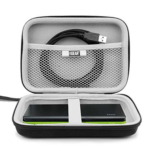 USA GEAR Travel Electronics Organizer - 6.5 Inch Zipper Case with Hard Shell Case Exterior and Accessory Pocket - Fits Chargers, Accessories, Cable, Batteries, Hotspots, GPS and More - Black 2