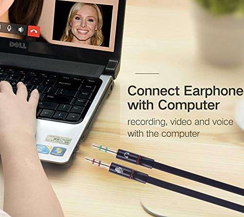 Sounce Gold Plated 3.5 mm Headphone Splitter for Computer 2 Male to 1 Female 3.5mm Headphone Mic Audio Y Splitter Cable Smartphone Headset to PC Adapter – (Black,20cm) 6