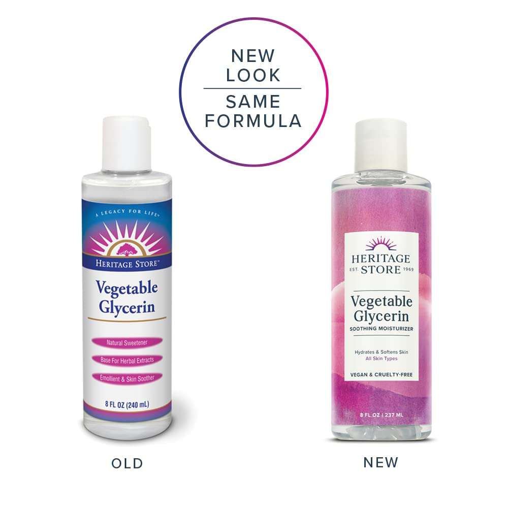 Heritage Store Vegetable Glycerin Soothing Moisturizer, Oil Free Hydration for Skin Care, Hair Care, Face & Body, DIY Beauty Products & More, Soothes & Softens, Made Without Parabens, Vegan, 8oz 3