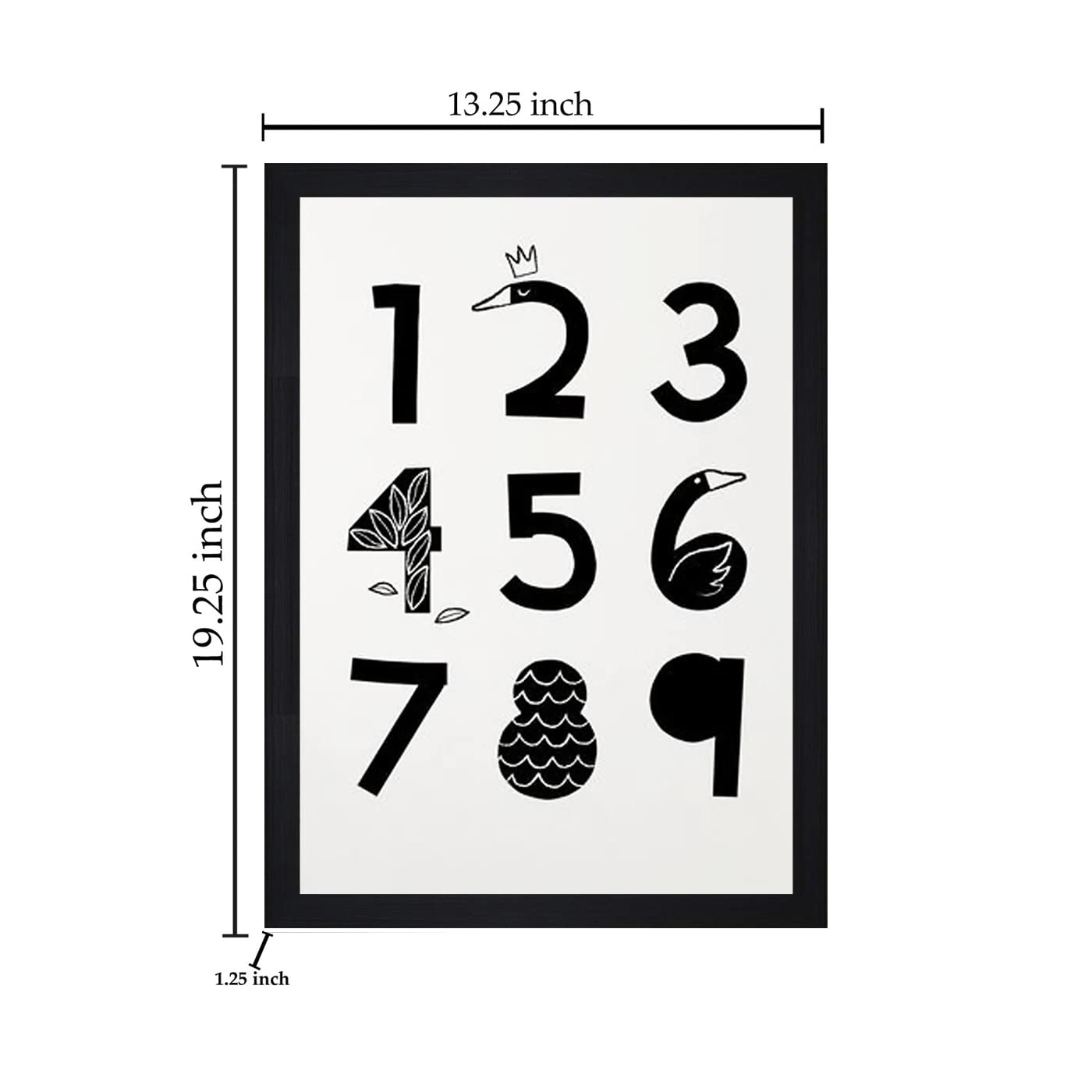 Gallery99 WhiteBlack & White Counting Chart Kids Textured Paper Framed Art Print For Kids Room Decor Wall Art Painting (13.25x1.25x19.25) 6