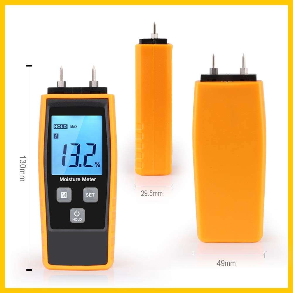 WZCUICAN Moisture Meters Professional Wood Moisture Humidity Meter Digital Tester 0%~80% Two Pins Large LCD Display with Back Light Temperature 660 2