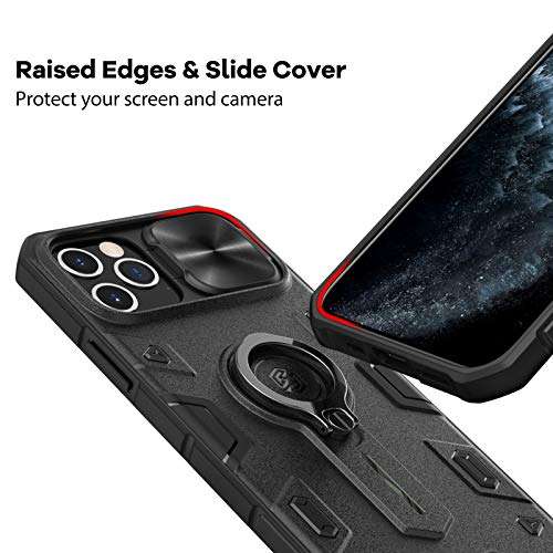 Nillkin Designed for iPhone 12/12 Pro Case - CamShield Armor Case with Kickstand Ring and Camera Cover, Military Grade Shockproof Cover 6.1 inch, Black 5