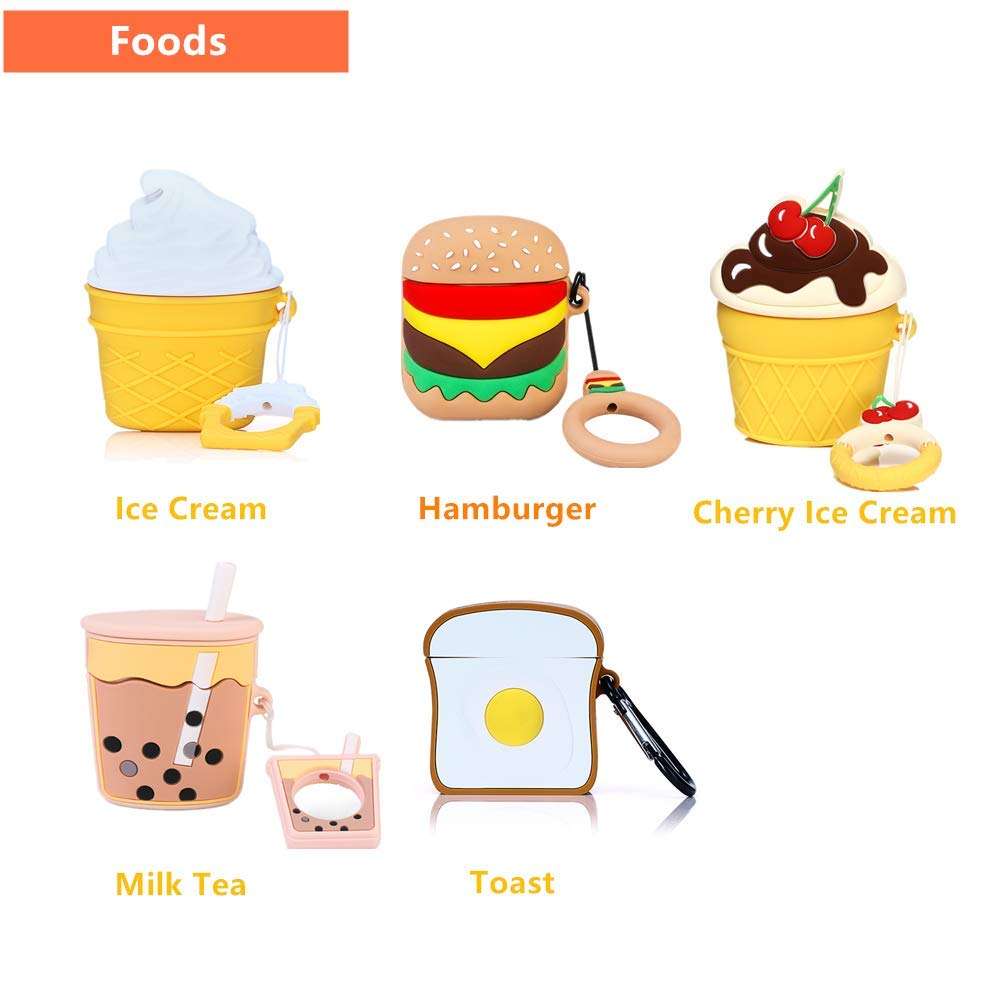 LEWOTE Case Funny Cute Cover Compatible for Apple Airpods 1&2[Dessert Food Series][Best Gift for Girls Boys or Couples](Milk Tea) 5