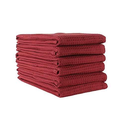 Amazon brand - Umi Classic Waffle Kitchen Dish Towels(15"x25",4-Pack, Grey&Maroon) 3