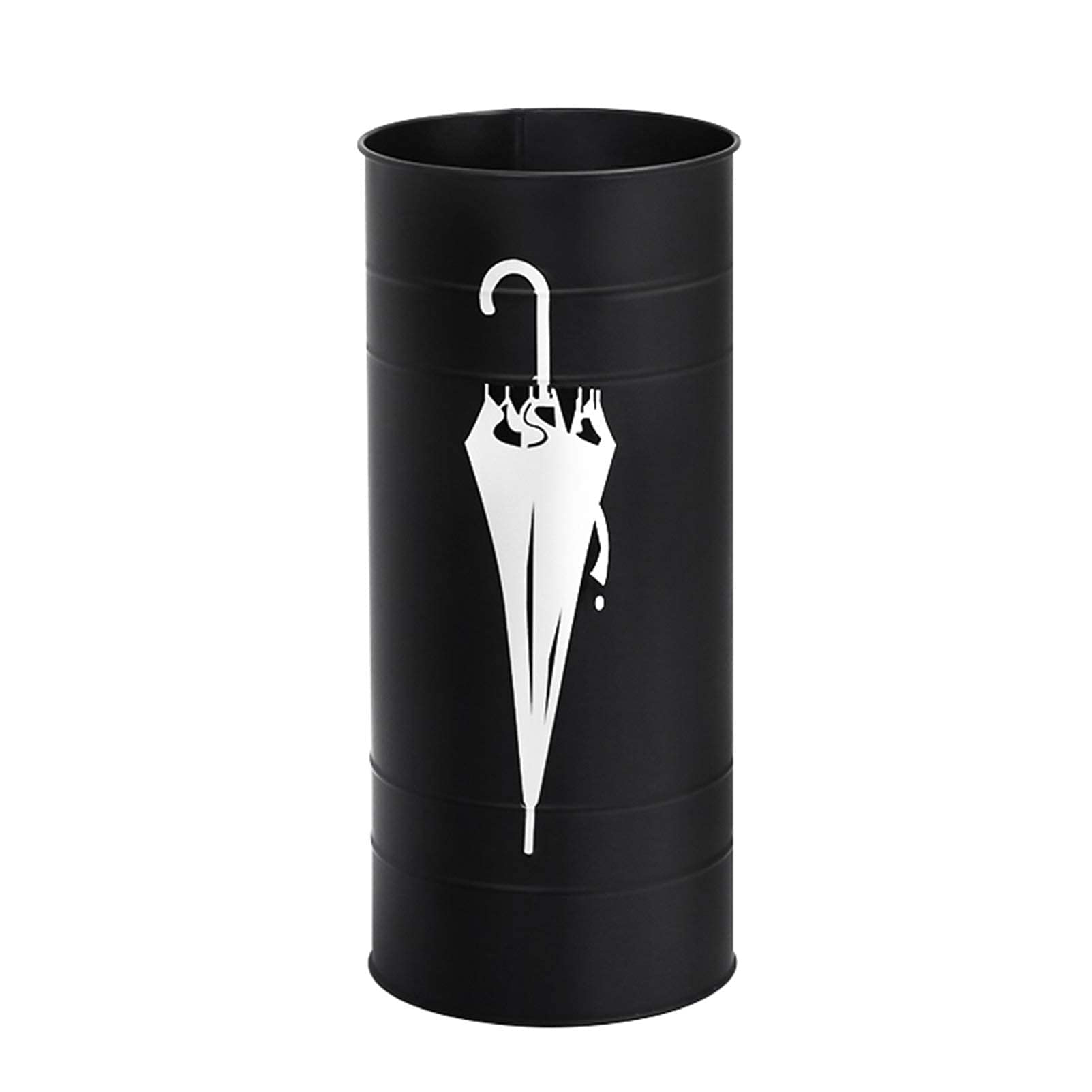 Umbrella Storage Cylindrical Umbrella Stand Rack, Iron Metal Umbrella Holder, Hollow Umbrella Organizer for Hallway Outdoor/White (Black Q) 1
