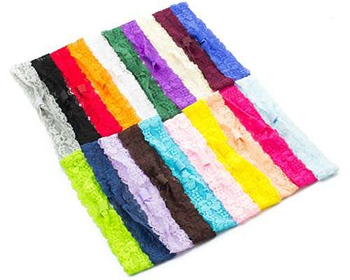 JLIKA Baby Girl Lace Fashion Interchangeable Headbands 1 inch Wide Headwrap - 20 Pack